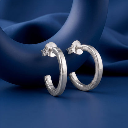 Silver Edge Half Hoop Earrings