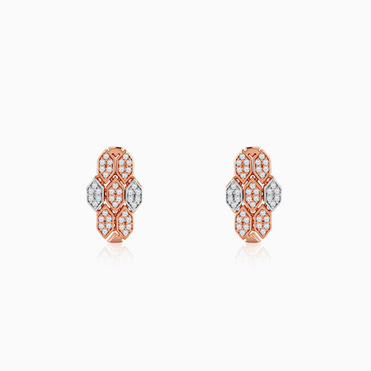 Dual Tone Petaline Shine Silver Earrings