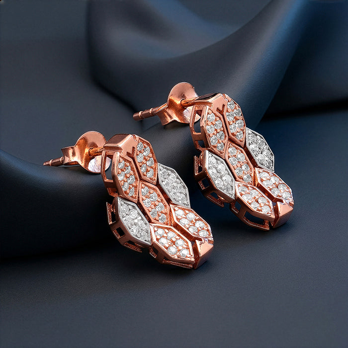 Dual Tone Petaline Shine Silver Earrings