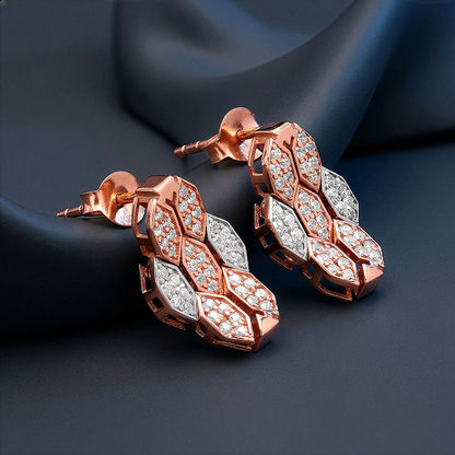 Dual Tone Petaline Shine Silver Earrings