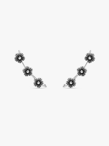 Oxidised Silver Gulmohar Climber Earrings