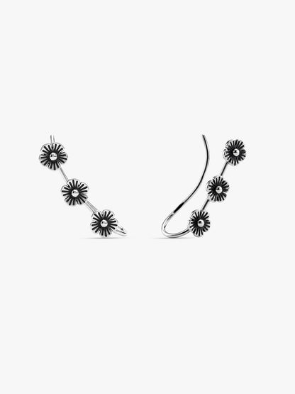 Oxidised Silver Gulmohar Climber Earrings
