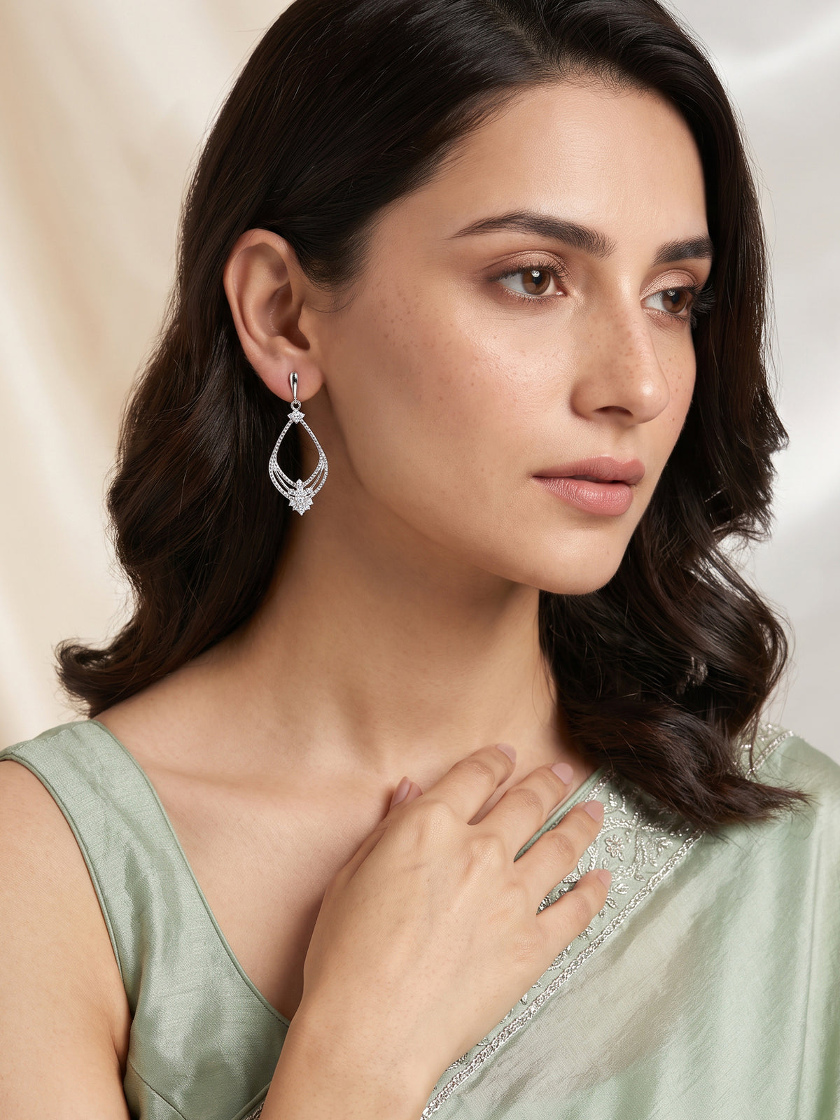 Silver Vellora Drop Earrings