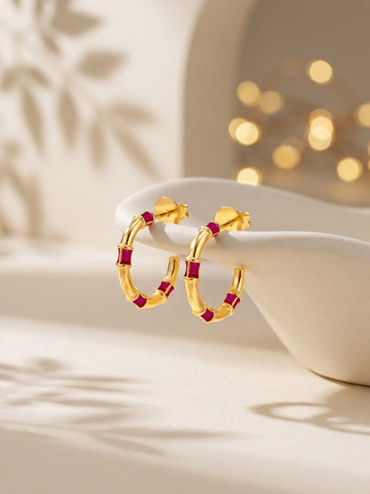 Golden Dhamakedaar Half Hoop Earrings