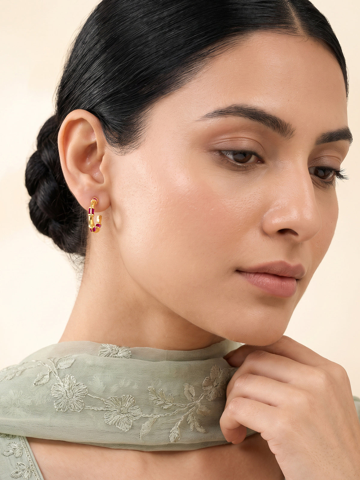 Golden Dhamakedaar Half Hoop Earrings