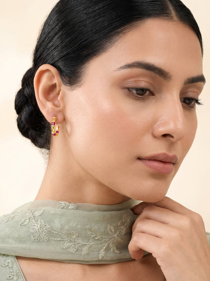 Golden Dhamakedaar Half Hoop Earrings