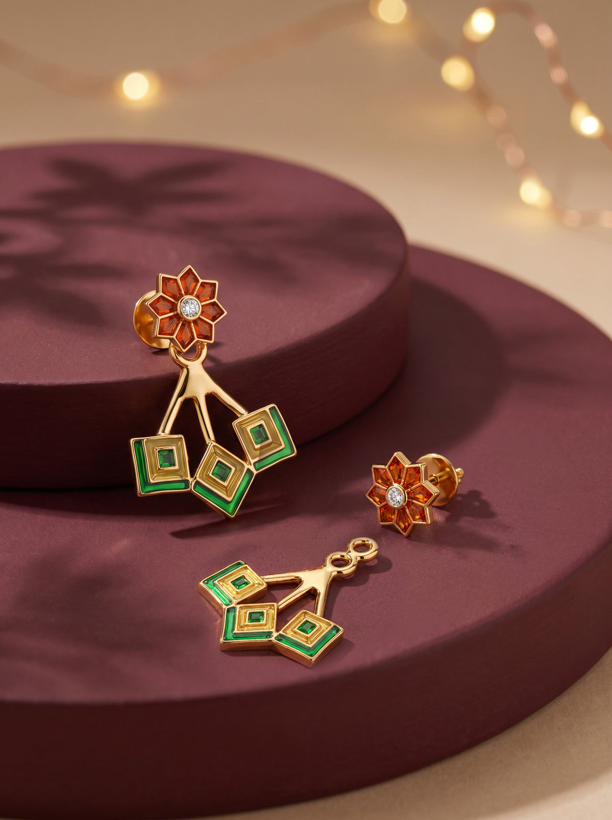 Golden Rangoli Bloom Earrings