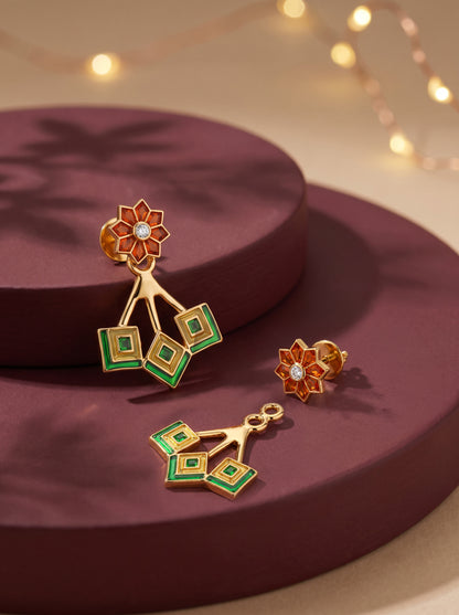 Golden Rangoli Bloom Earrings