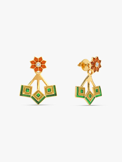 Golden Rangoli Bloom Earrings