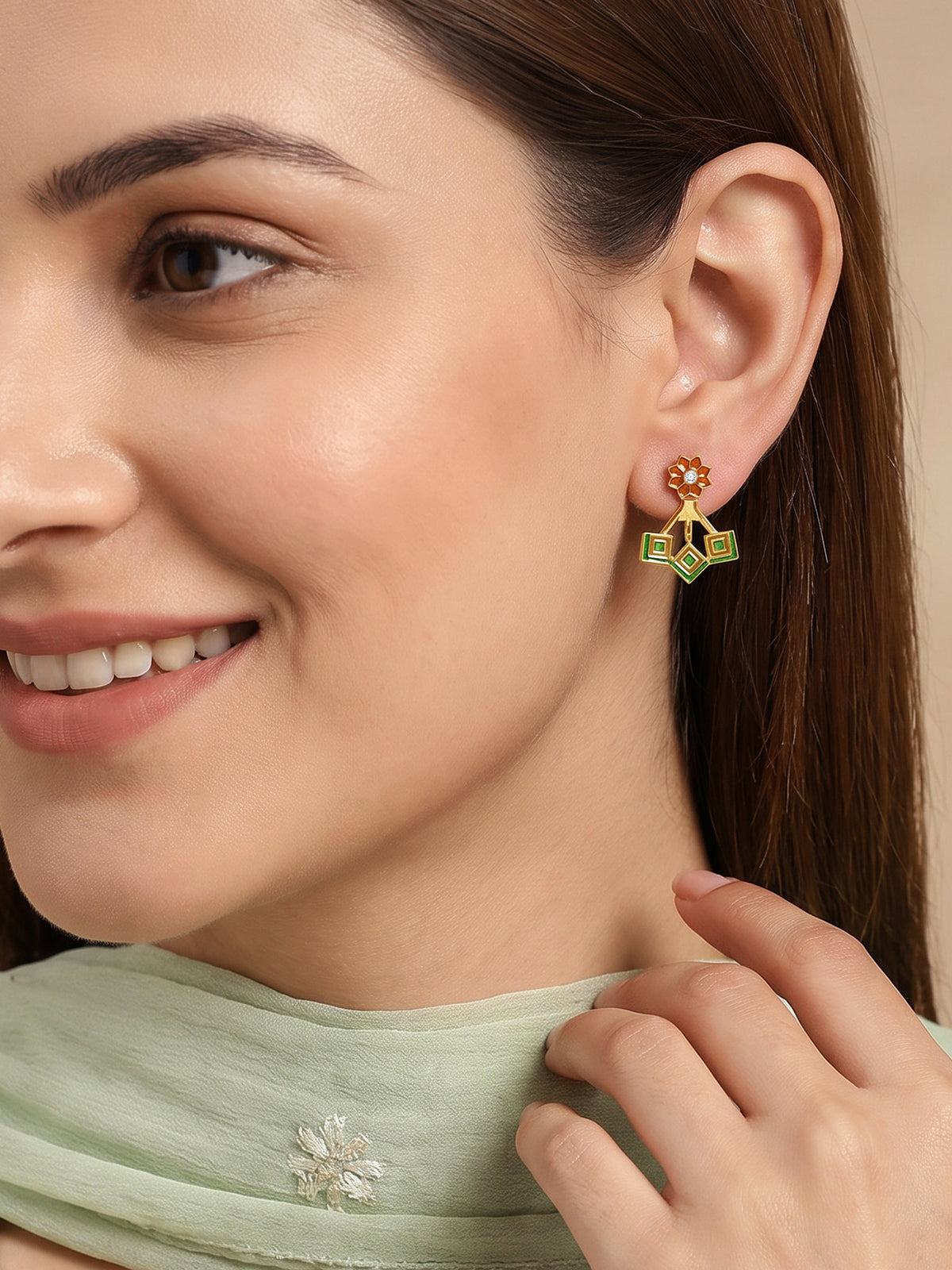 Golden Rangoli Bloom Earrings