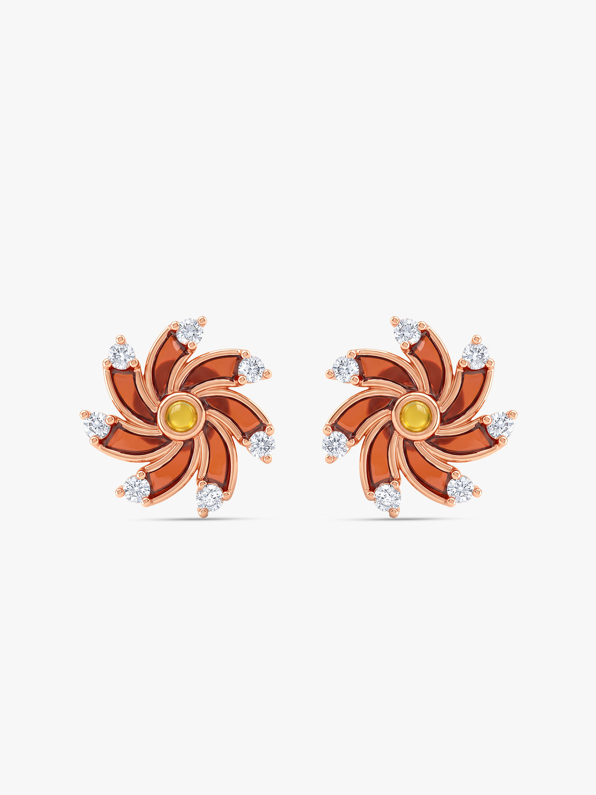 Rose Gold Chakri Twirl Studs