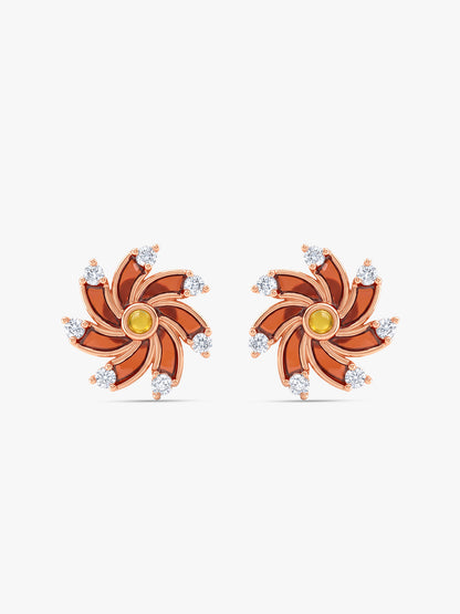 Rose Gold Chakri Twirl Studs