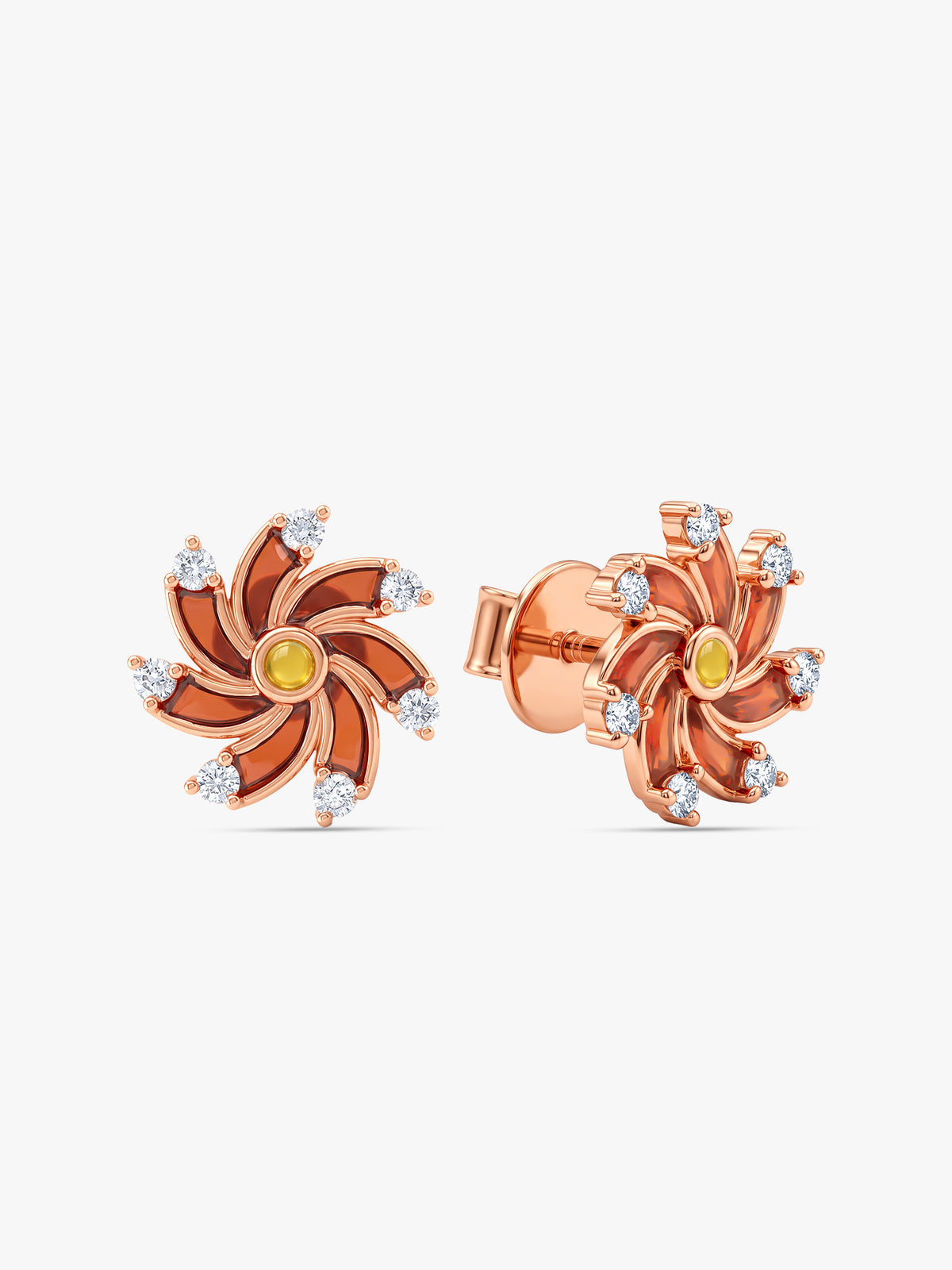 Rose Gold Chakri Twirl Studs