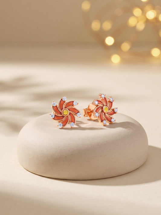 Rose Gold Chakri Twirl Studs