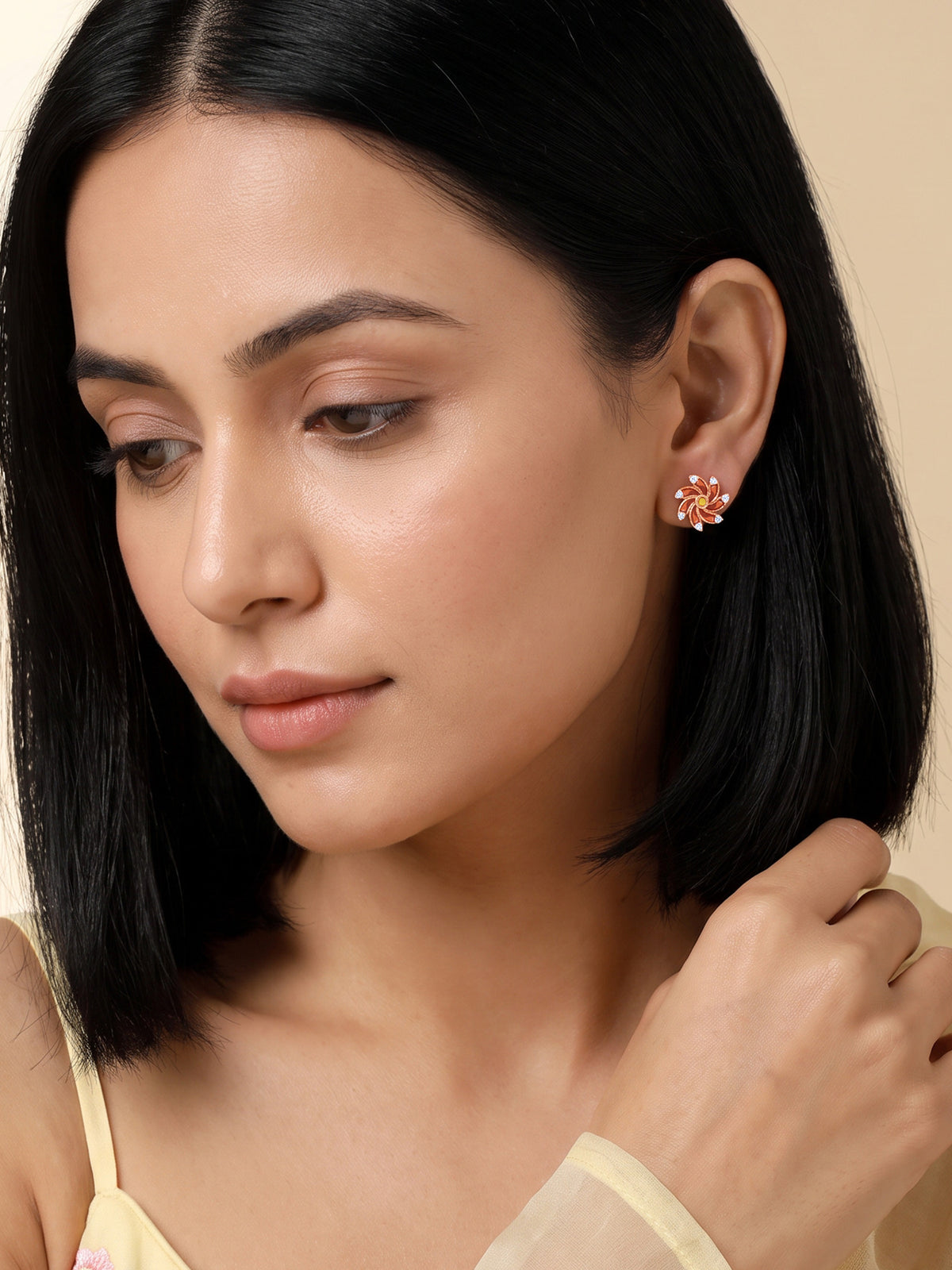 Rose Gold Chakri Twirl Studs