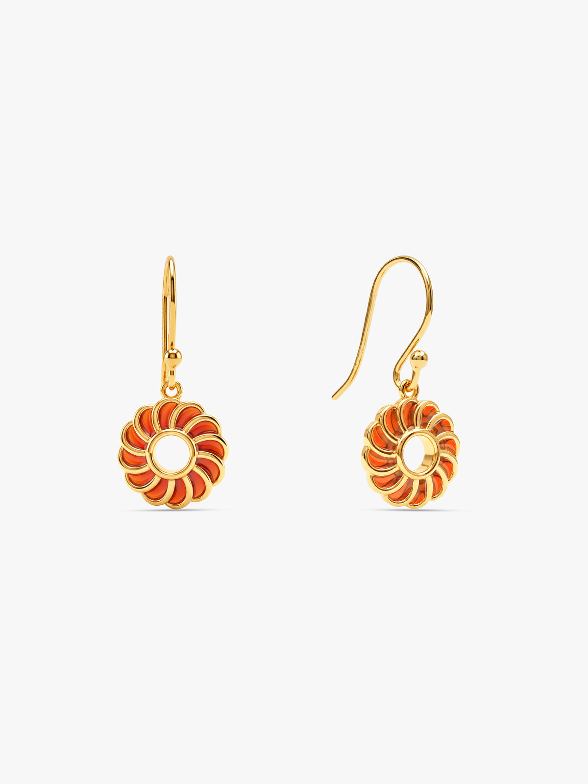 Golden Kesari Jalebi Hook Earrings