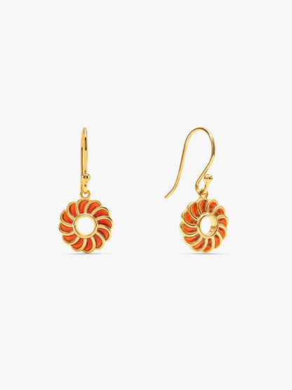 Golden Kesari Jalebi Hook Earrings