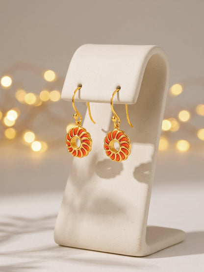 Golden Kesari Jalebi Hook Earrings