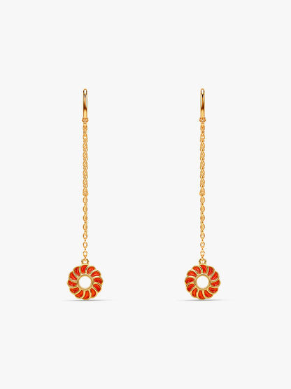 Golden Kesari Jalebi Sui Dhaga Earrings