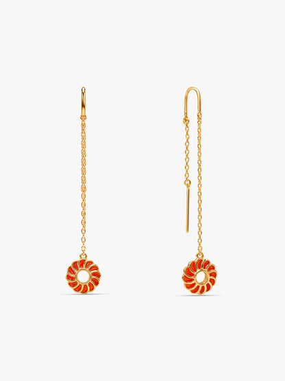 Golden Kesari Jalebi Sui Dhaga Earrings