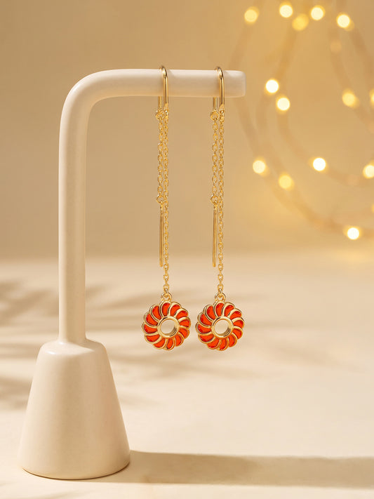 Golden Kesari Jalebi Sui Dhaga Earrings