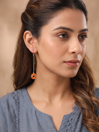 Golden Kesari Jalebi Sui Dhaga Earrings