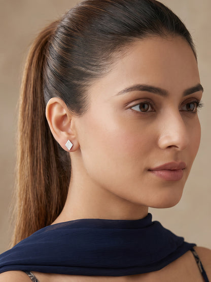 Silver Kaju Katli Studs