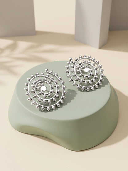 Oxidised Silver Corisande Spiral Earrings