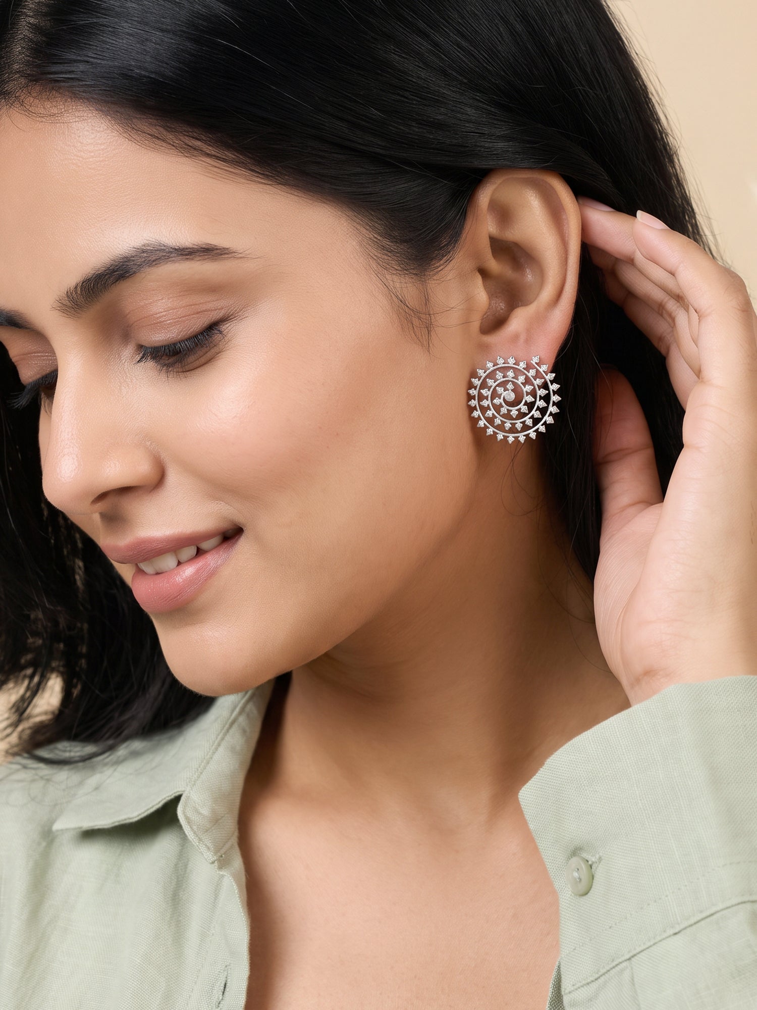 Oxidised Silver Corisande Spiral Earrings