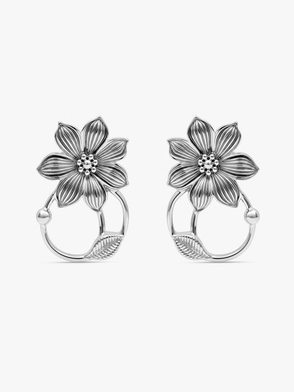 Oxidised Silver Phoolkari Earrings