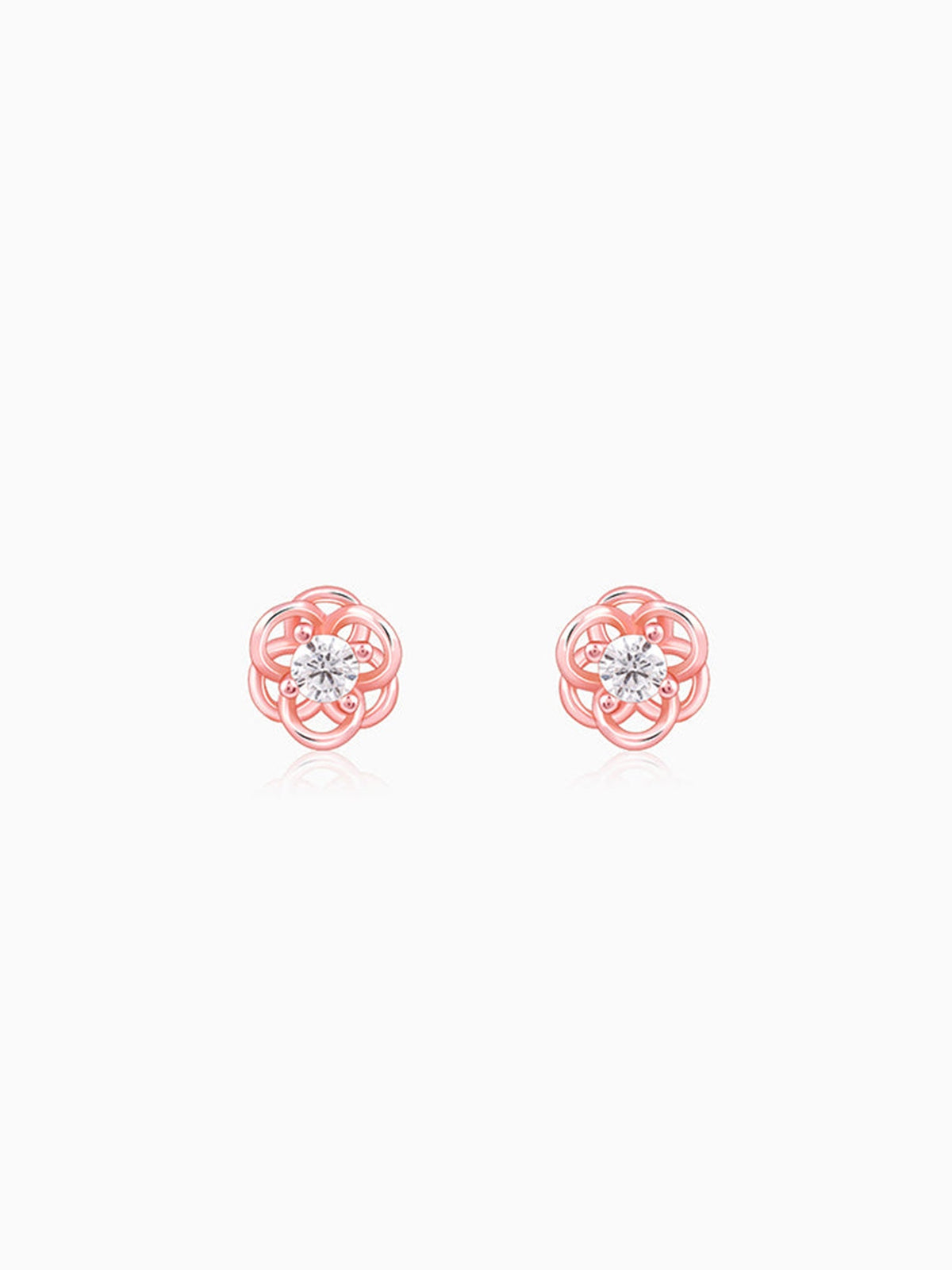 Rose Gold Woven Flower Studs
