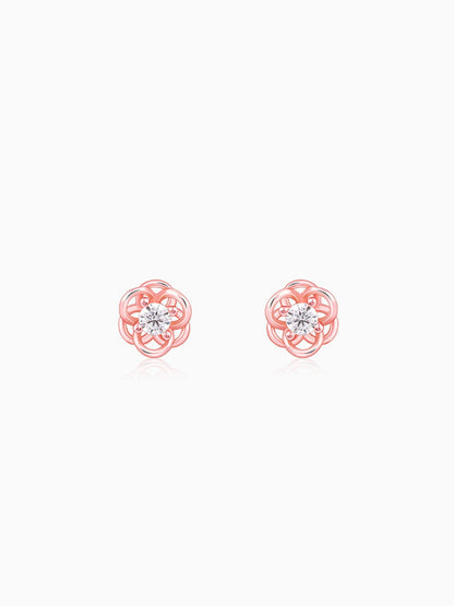 Rose Gold Woven Flower Studs
