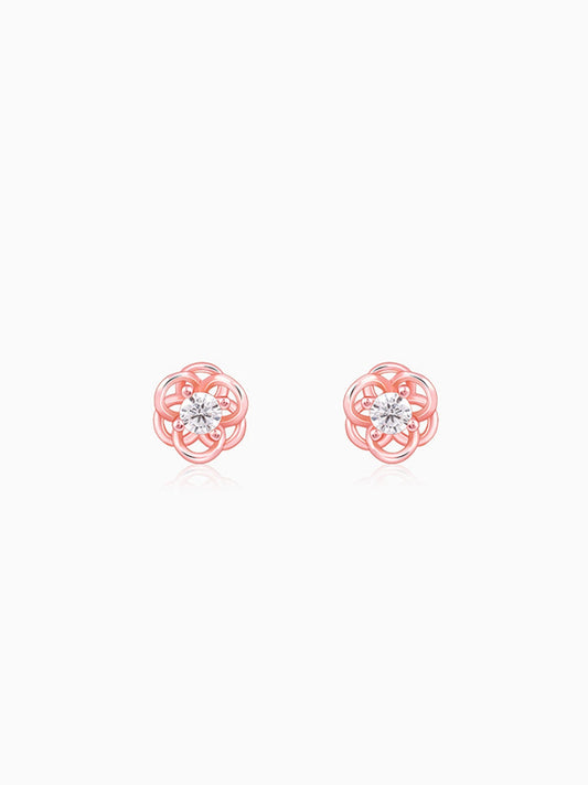 Rose Gold Woven Flower Studs