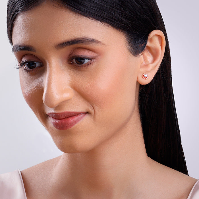 Rose Gold Woven Flower Studs - view 3