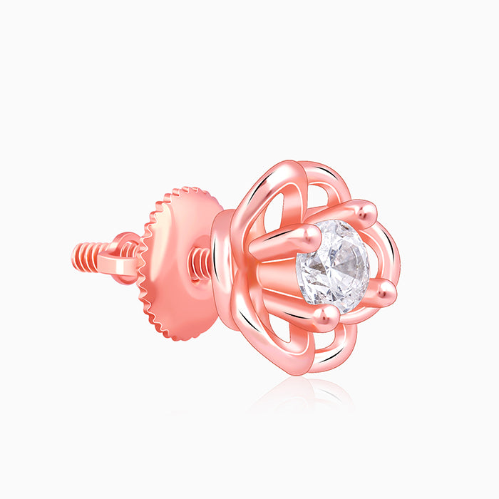 Rose Gold Woven Flower Studs - view 4