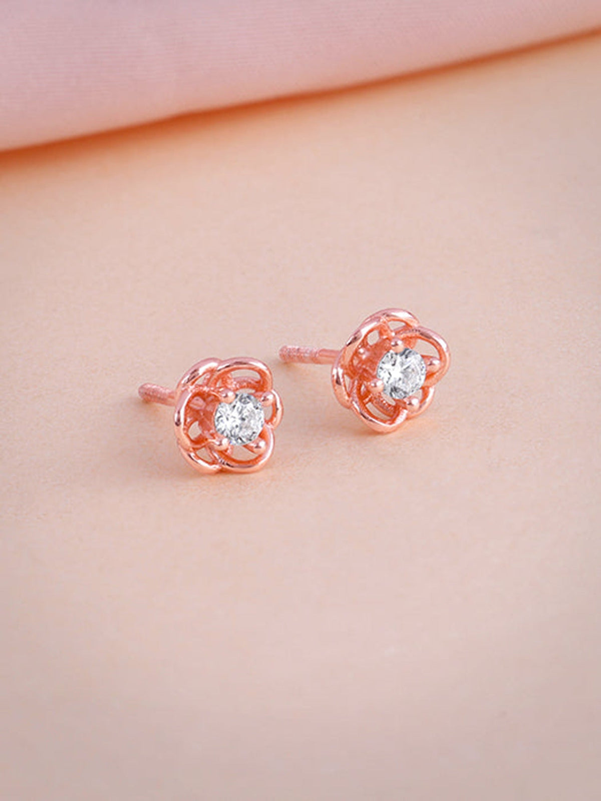 Rose Gold Woven Flower Studs