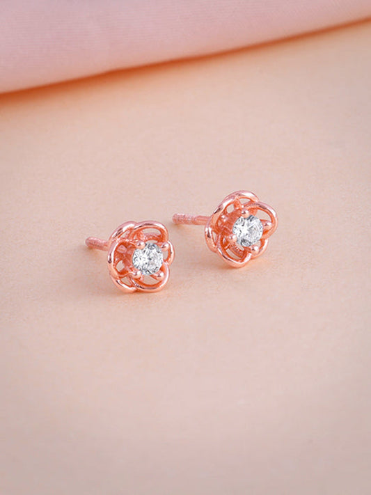 Rose Gold Woven Flower Studs