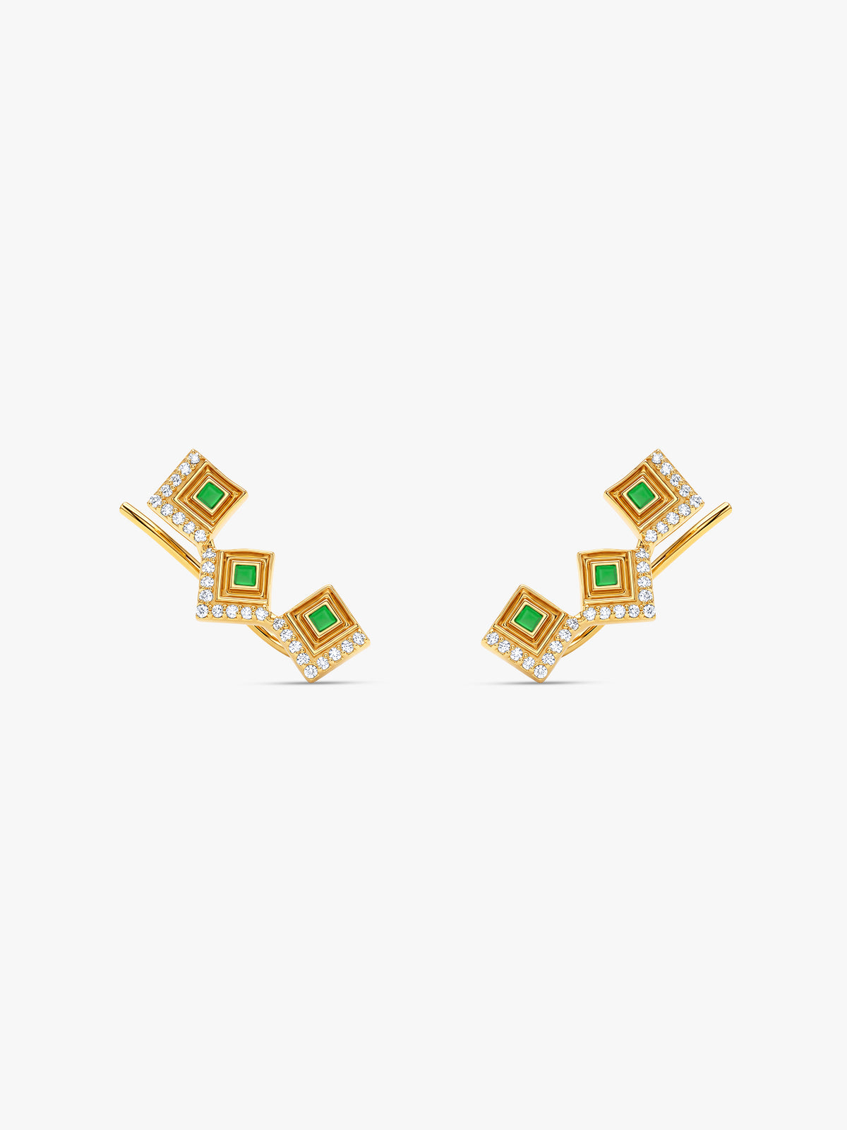 Golden Rangoli Rang Climber Earrings