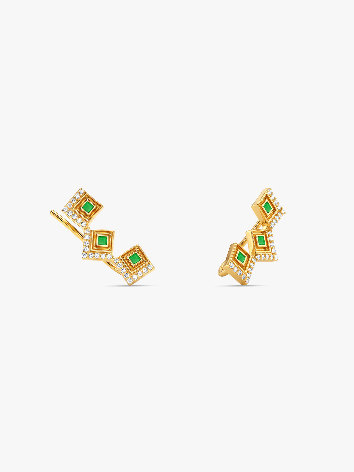 Golden Rangoli Rang Climber Earrings