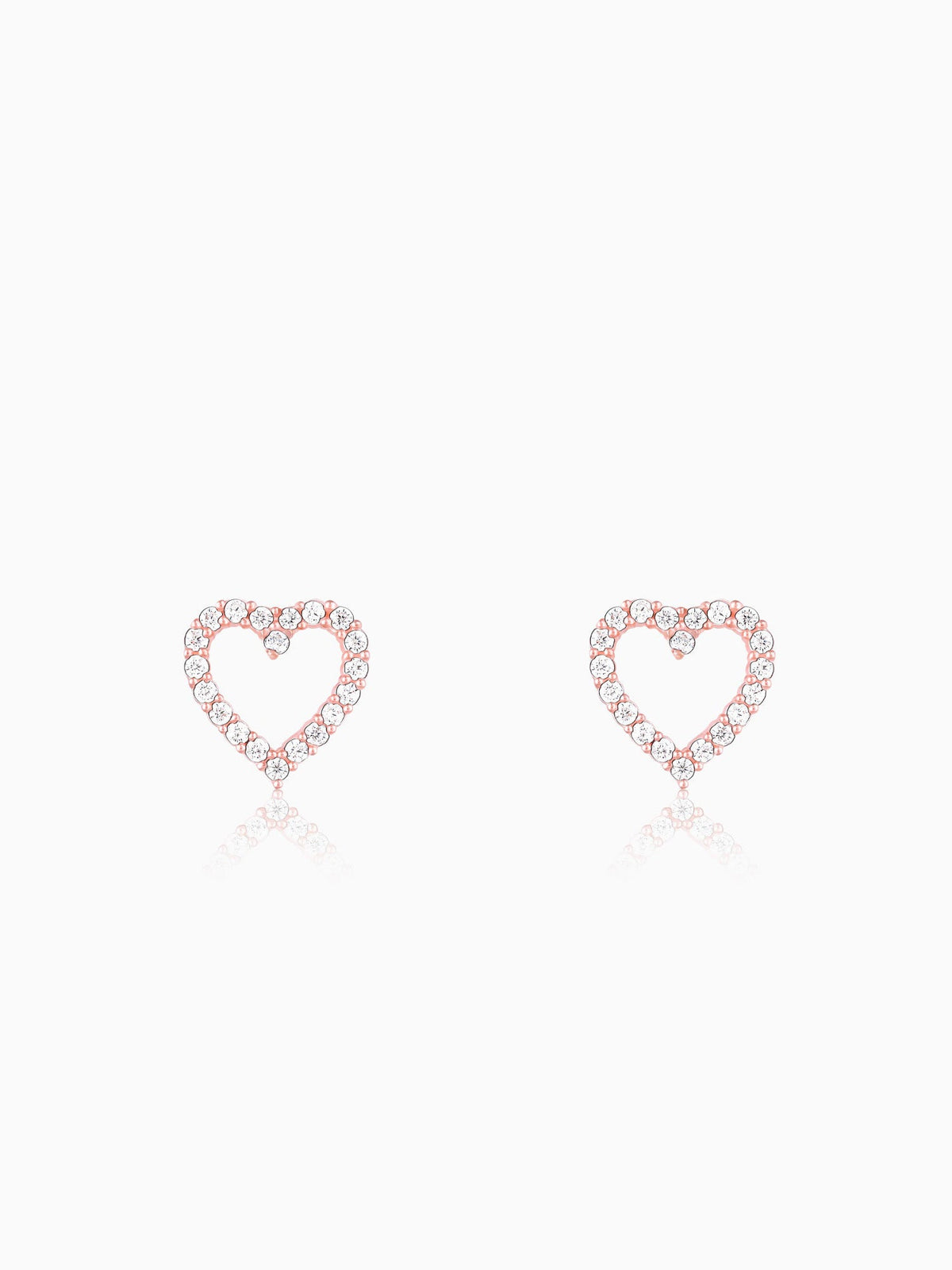 Rose Gold Studded Heart Earrings