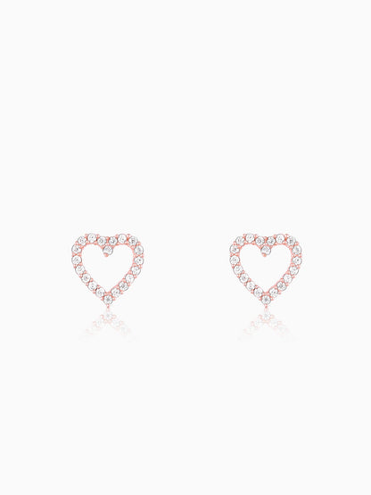 Rose Gold Studded Heart Earrings