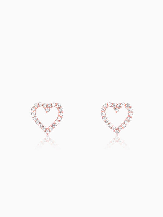 Rose Gold Studded Heart Earrings