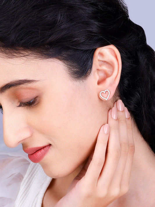 Rose Gold Studded Heart Earrings