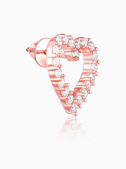 Rose Gold Studded Heart Earrings