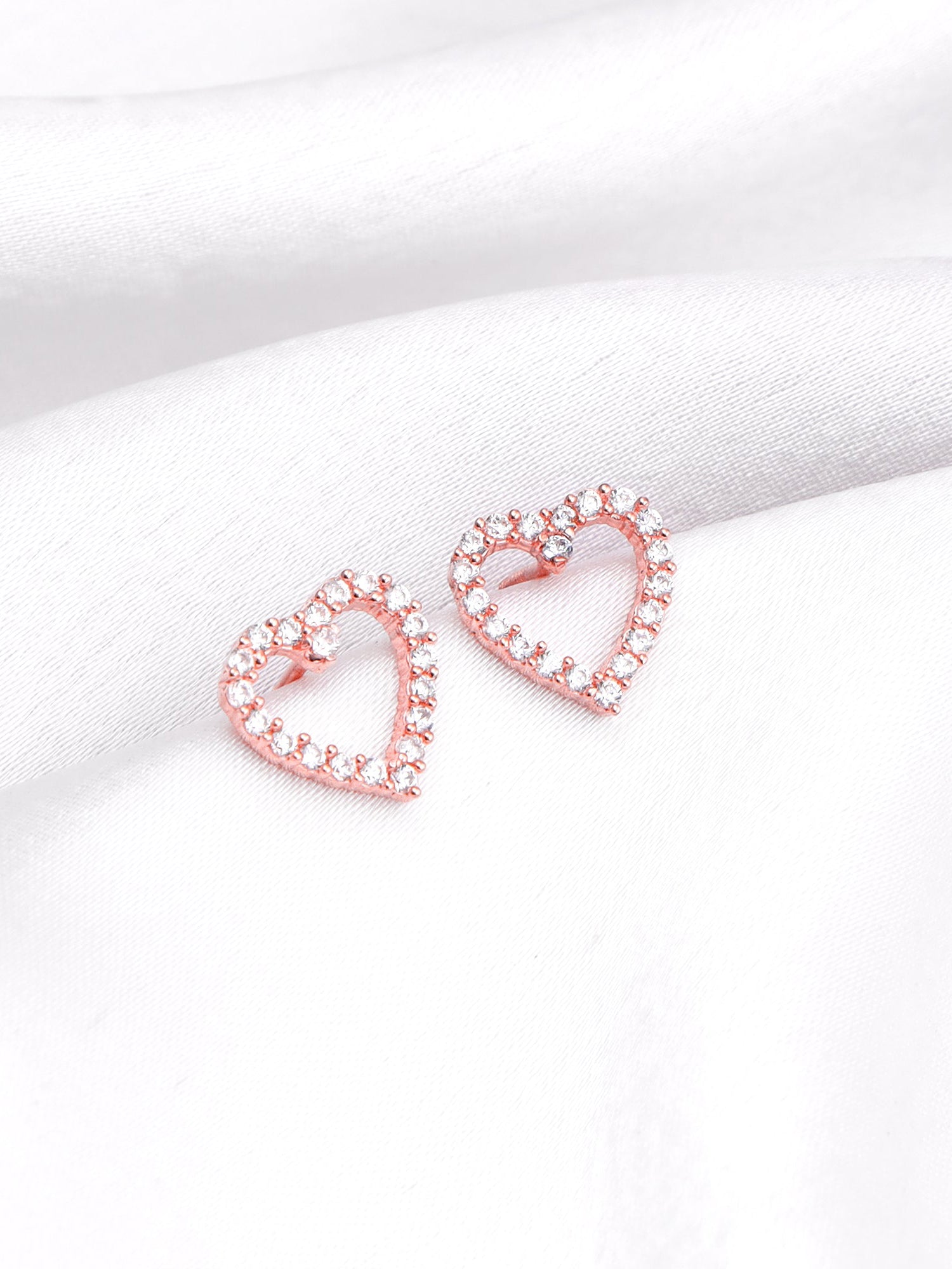 Rose Gold Studded Heart Earrings
