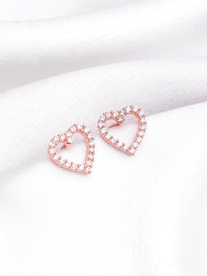 Rose Gold Studded Heart Earrings