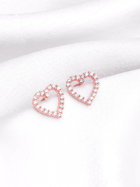 Rose Gold Studded Heart Earrings