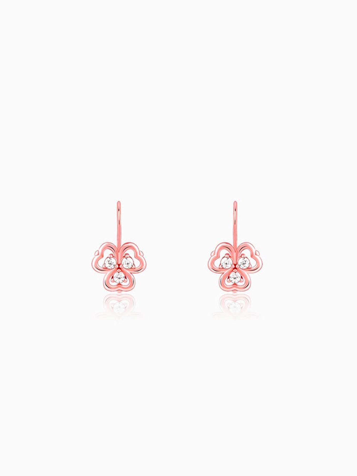Rose Gold Three Leaf Clover Earrings