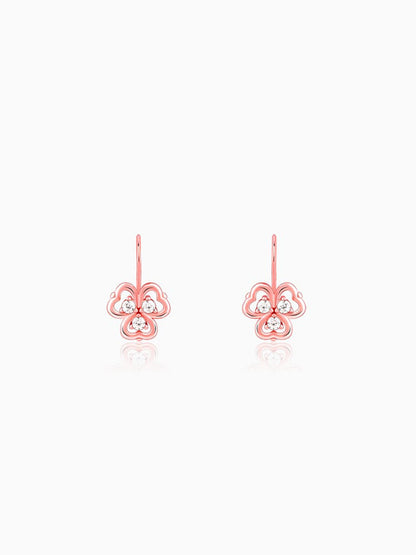 Rose Gold Three Leaf Clover Earrings