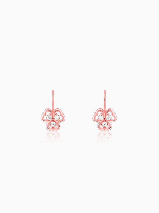 Rose Gold Three Leaf Clover Earrings